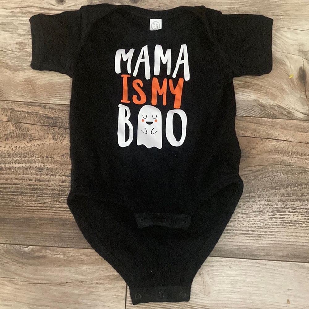 Mama is my Boo Baby Black Halloween 12 month Onesie